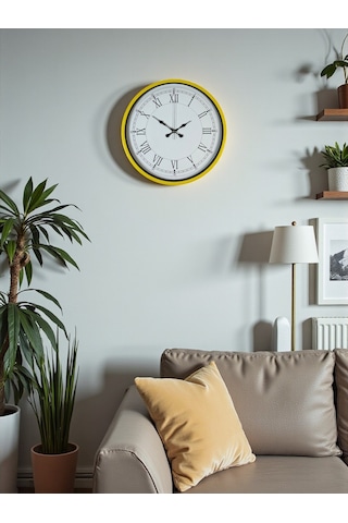 36 Cm Sarı Dekoratif Duvar Saati Diğer