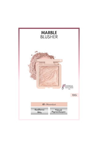 Note Cosmetics Marble Baked Blusher Fırınlanmış Allık & Aydınlatıcı - 01 Moondust