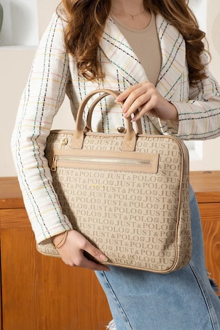 Just Polo Orijinal Ayarlanabilir Askılı Lüks Laptop & Evrak Çantası Shopper Ebat 30 X 40 Cm Vizon