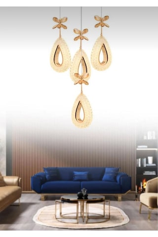 Lumia Lighting Eclipse Model 6 "lı Gümüş 3 Renk Modu Ledli Modern Tavana Sıfır Salon Mutfak Yatak Odası Led Avize Altın
