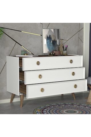 Dekorister Exclusive Nadya Şifonyer Beyaz-Ceviz