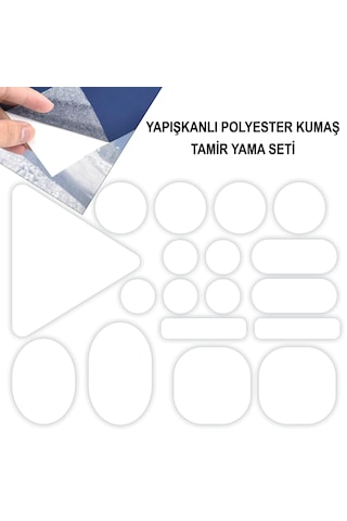 Yapışkanlı Polyester Kumaş Mont Tamir Yaması 36 Adet Beyaz