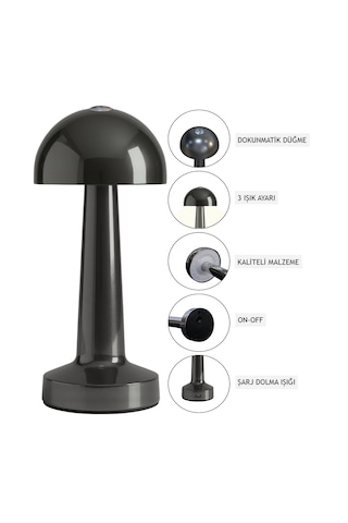 Zenlight Mantar Masa Lambası Antrasit