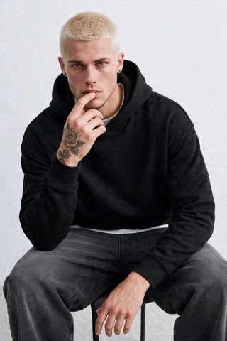 Barrels And Oıl Erkek Kapüşonlu Kanguru Cepli Sweatshirt - Siyah Siyah