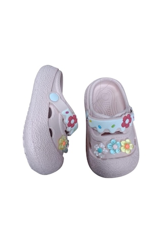 Calx Kız Çocuk Çiçek Figürlü Kaydırmaz Taban Terlik Sandalet Bnt8160 Pudra