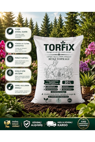 Torfix Torf 20 Lt Özel Karışımlı Perlit Katkılı Iç Dış Mekan Bitki Yetiştirme Toprağı