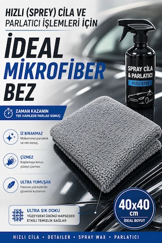 3'lü Mikrofiber Oto Cila Ve Parlatma Bezi 40x40 Cm 300 Kalite Lazer Kesim Ultra Soft Dikişsiz/kenarsız
