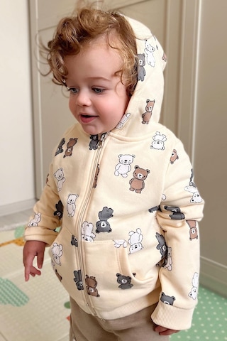 Breeze Erkek Bebek Hırka Sevimli Renkli Bebek Ayıcıklar Desenli 9 Ay-3 Yaş, Krem Krem