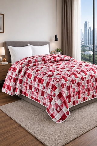 Yatak Örtüsü Çok Amaçlı 100% Polyester Hassas Tuşeli Basklı Lüx - Premium 200 Cm X 220 Cm Açık Mor