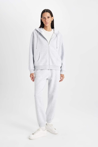 Defacto Relax Fit Kapüşonlu Basıc Kalın Fermuarlı Sweatshirt C1809AX26SP Gri