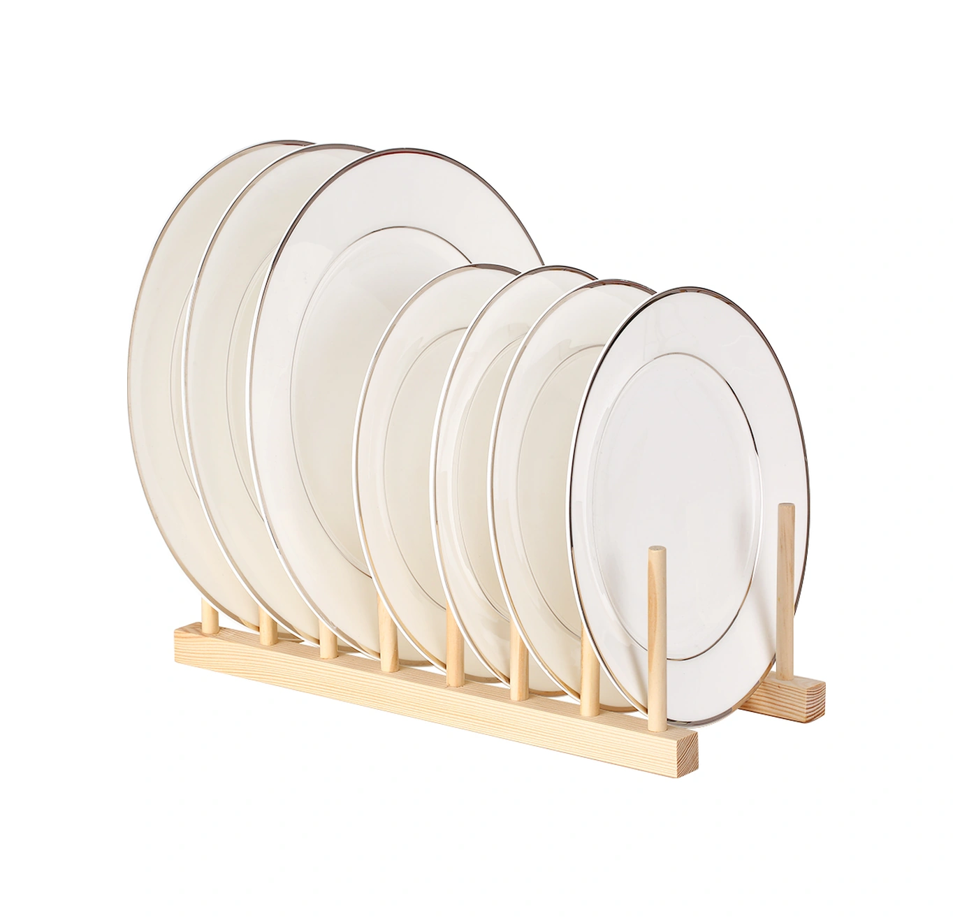 Hombey Ahşap Depolama Rafı, Mutfak Tabak/kaşık Kurutma, Kitap/cd Düzenleyici, 7 Bölmeli, 8 Çubuk, A007 Bej Çok Renkli