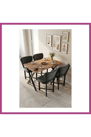 Gees Global Elma Masa Seti Çok Renkli Gri 110x70 Cm Gbzs