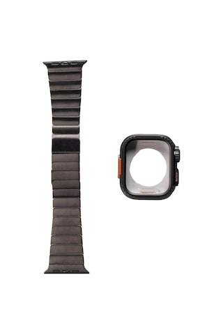 Apple Uyumlu Watch Ultra 2 49mm Redclick Krd-126 Kordon + Sert Kasa Koruyuculu Metal Kordon