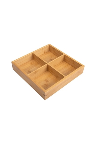 Sones Sıcak Tencere Bambu Tabak Bölmeli Tepsi Sebze Ahşap Tepsi Seti Küçük Dört Izgara Bambu Tabak