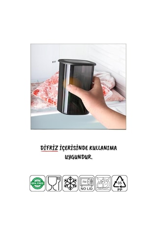 Nandy Home Etiketli 12 Adet 1750 Ml Ekonomik Kırılmaz Antrasit Saklama Kabı Antrasit