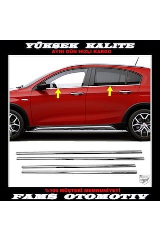 Fiat Egea Cross Krom Cam Çıtası 4 Parça 2020 ve Üzeri Paslanmaz Çelik