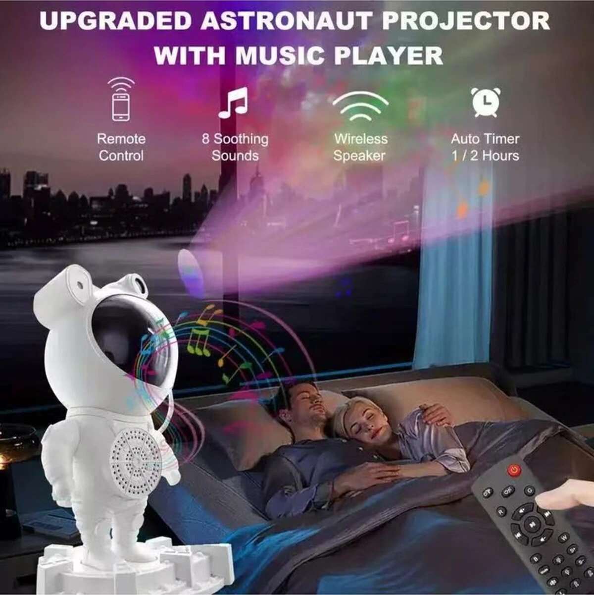 Astronot Gece Lambası Yıldızlı Projeksiyon Cihazı Za-2025 Tavan Aydınlatma Masa Ev Çocuk Oda Beyaz