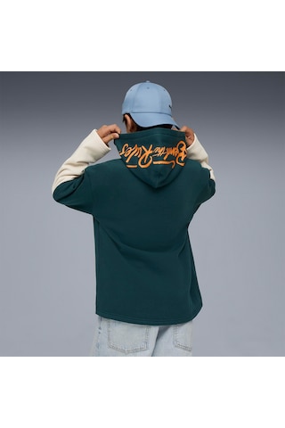 Puma Mid 90s Layered Çocuk Yeşil Kapüşonlu Sweatshirt Yeşil