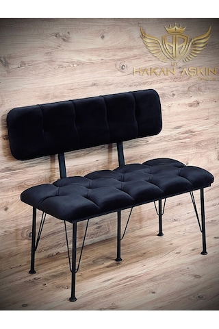By Hakan Aşkın Metal Ayaklı Metal Alt Kasalı New 2025 Sırtlı Bench Bank Siyah Babyface Siyah Baby Face