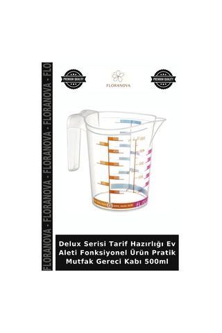 Delux Serisi Tarif Hazırlığı Ev Aleti Fonksiyonel Ürün Pratik Mutfak Gereci Kabı 500ml Şeffaf
