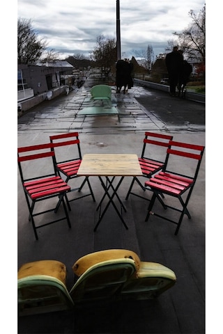 Balkon Bahçe Mutfak Bistro Set Katlanır Masa-sandalye Kırmızı