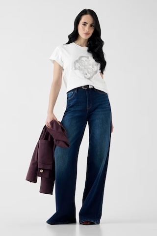 Guess Round Straslı Logo Kadın Regular Fit T-shirt W6yı18k4331 Beyaz