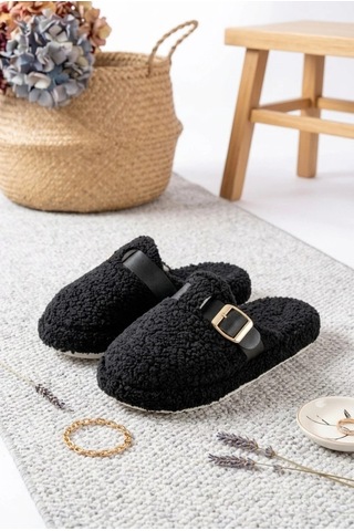 Stwenn 2'li Karma Erkek Kadın Avantajlı Paket Peluş Ev Terliği Kapalı Burun Arkası Açık Sıcak Rahat Panduf 2 Li Snow