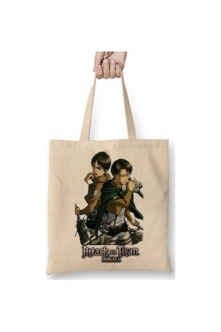 Toyaso Attack On Titan Levi Eren Bez Çanta Uzun Saplı Alışveriş Çantası Plaj Çantası Beyaz