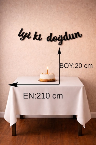 Siyah İyi Ki Doğdun Banner Doğum Günü Süsü Kaligrafi Yazı Parti Süsleme Siyah Renk