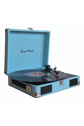 Record Master Rm-311 Pikap - Tüm Plaklar İle Uyumlu- Power Banklere Bağlanarak Kullanılabilme Mavi