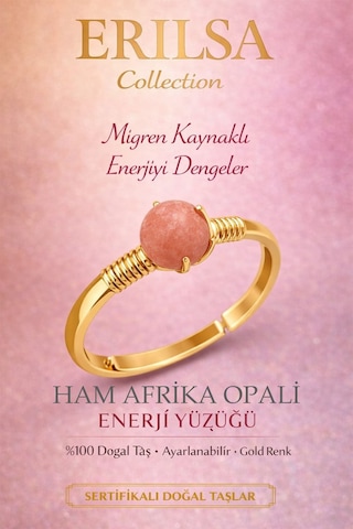 Sertifikalı Migren   Yüzüğü Ham Afrika Opali Ayarlam Çok Renkli