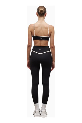 Because Of Alice Base Contrast Trim Leggings Yüksek Bel Şekillendirici Kadın Tayt Siyah