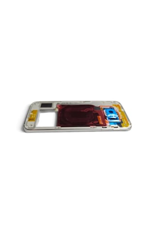 G925 Orta Kasa Galaxy S6 Edge Uyumlu Beyaz Renk Orta Kasa Çerçeve + Ses Açma On Off Tuş Plastik Kamera Camı Ve Hoparlör Gümüş