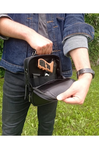 Çantachım Tabanca Bölmeli El Ve Omuz Taşıma Çantası Siyah
