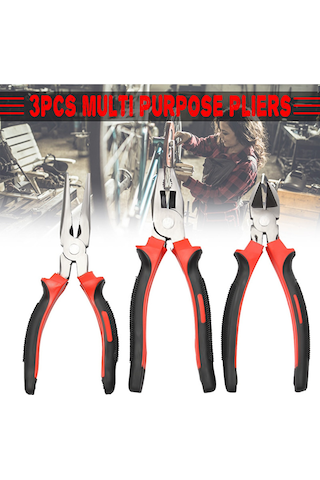 Cc Globall Faydalı Araçlar 3 Adet Pense Seti 8 Inç Ağır Hizmet Tipi Uzun Burunlu Pense Linesman Pense Kesici Pense Tüm Amaçlı Alet Kiti Için