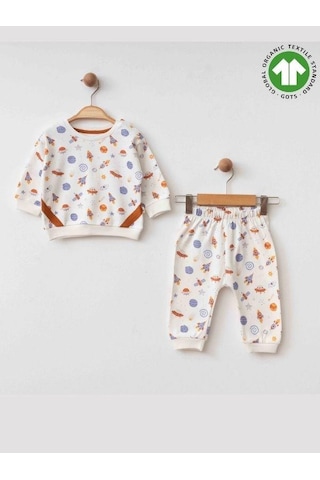 Erkek Bebek Uzay Desenli Organik Eşofman Takım-15485 renkli