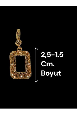 22 Ayar Altın Kaplama Zirkon Taşlı Gram Kasa Kolye Ucu 2.5 Cm Gold