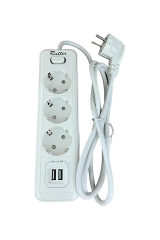 Akım Korumalı Grup Priz 3 Lü Ve 2'li Usb Şarj Portu 2500 Watt