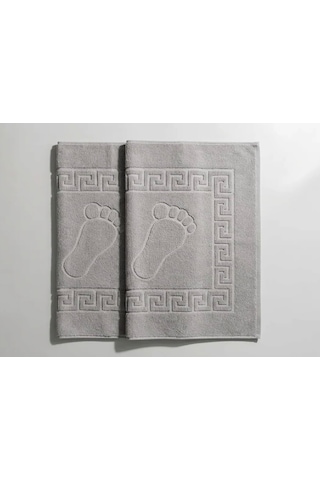 Botti Home %100 Pamuk 2'li Banyo Ayak Havlusu Seti, Pamuklu Jakarlı Dokuma Ayak Havlusu 50 X 70 Cm, 2 Parça Çeyizlik Lüks Ayak Havlusu Takımı Açık Gri