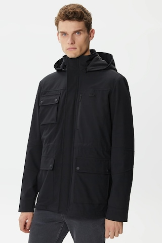 Lacoste Hooded Outdoor Men's Jacket Black Erkek Çıkarılabilir Kapitone Yelekli Erkek Mont Siyah