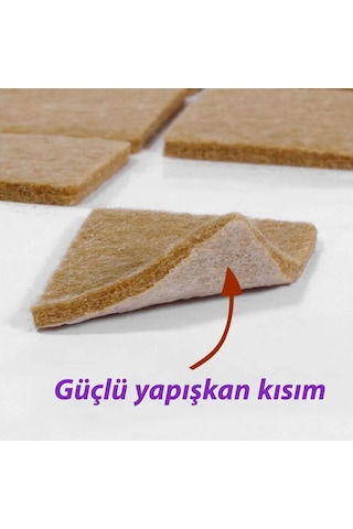 Yapışkanlı Kare Keçe Masa Sandalye Parke Zemin Ayak Koruyucu Kaydırmaz Keçesi 30x30 Mm 21'li Paket