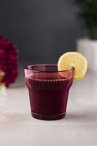 Akrilik Mürdüm 6'lı Kısa Bardak & Su Meşrubat Kahve Yanı Bardağı 300 ml ( Cam Değildir)
