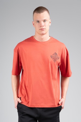 Maraton Sportswear Oversize Erkek Bisiklet Yaka Kısa Kol Basic Kiremit T-shirt 22694-kiremit Kiremit
