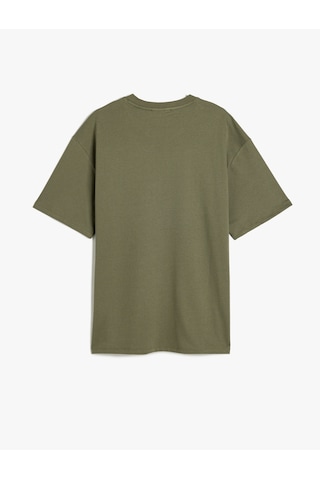 Koton Basic Bisiklet Yaka Pamuklu Tok Kumaş Kısa Kollu Oversize Tişört Haki 5sam10014hk Haki