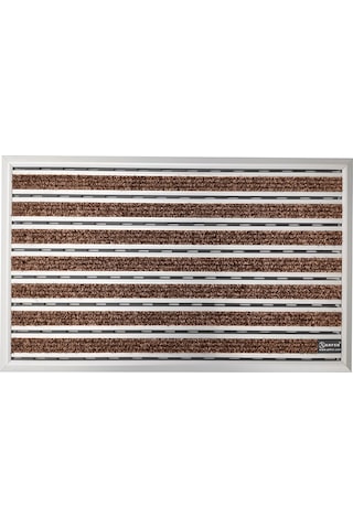 Halı Üst Yüzeyli Alüminyum Ince Seri Kahverengi Paspas 60X90