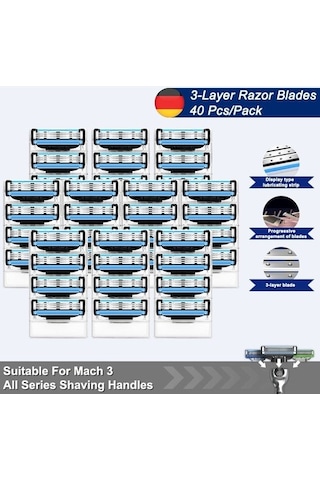 Joyhub 40 Adet Gillette Mach3 Turbo Uyumlu Tıraş Bıçağı Başlığı - Erkekler İçin Güvenli Tıraş Seti Renkli Tıraş Makinesi Eleği Hwxl00