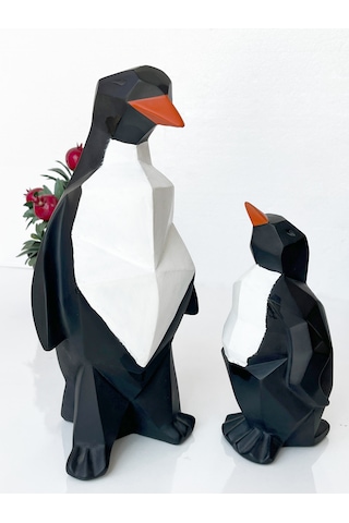 Dekoratif Biblo Penguen Ve Yavrusu , Hediyelik Penguen Ve Ailesi