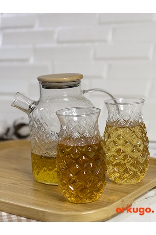 Vakumlu Bambu Kapaklı Isıya Dayanıklı Borosilikat Cam Süzgeçli De Şeffaf