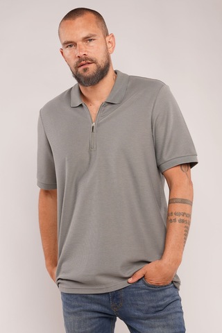 Gabria Fermuarlı Polo Yaka T-shirt Açık Haki