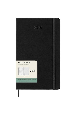 Moleskine 12 Ay Haftalık Ajanda L Boy 13x21 Cm Sert Kapak Siyah Siyah